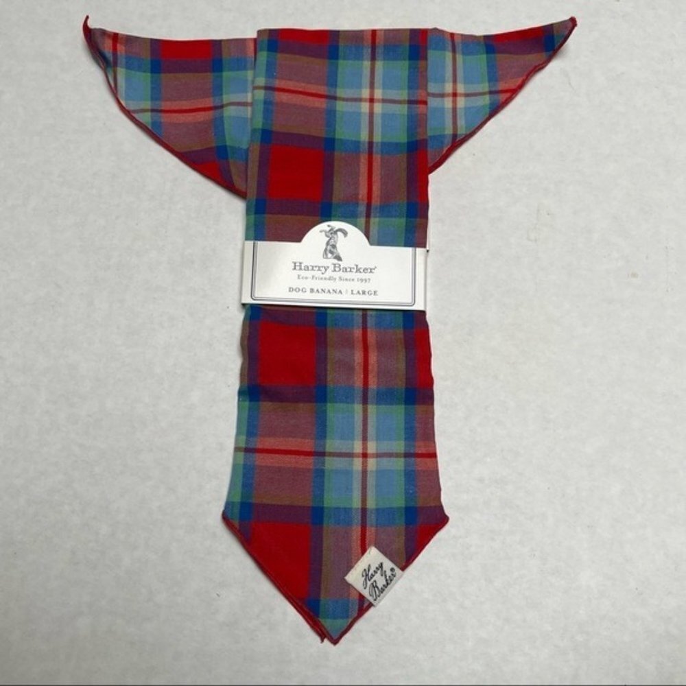 Harry Barker Plaid Dog Bandana 100% Cotton Large 14 to 18 Inches NEW Scarf